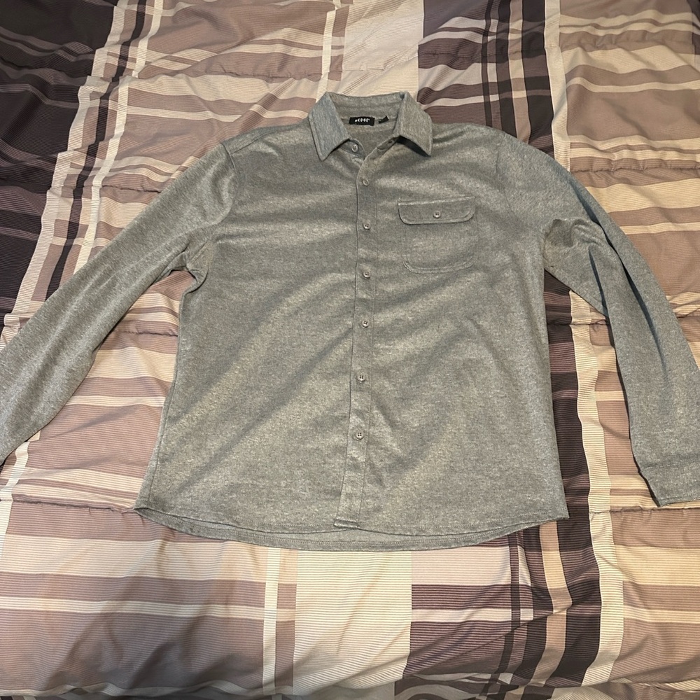 Men's Gray Button-Up Shirt by Hedge